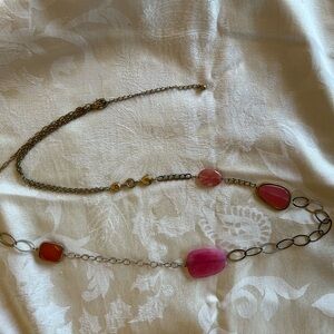 Chico's Pink and Gold Necklace with Vibrant Beads